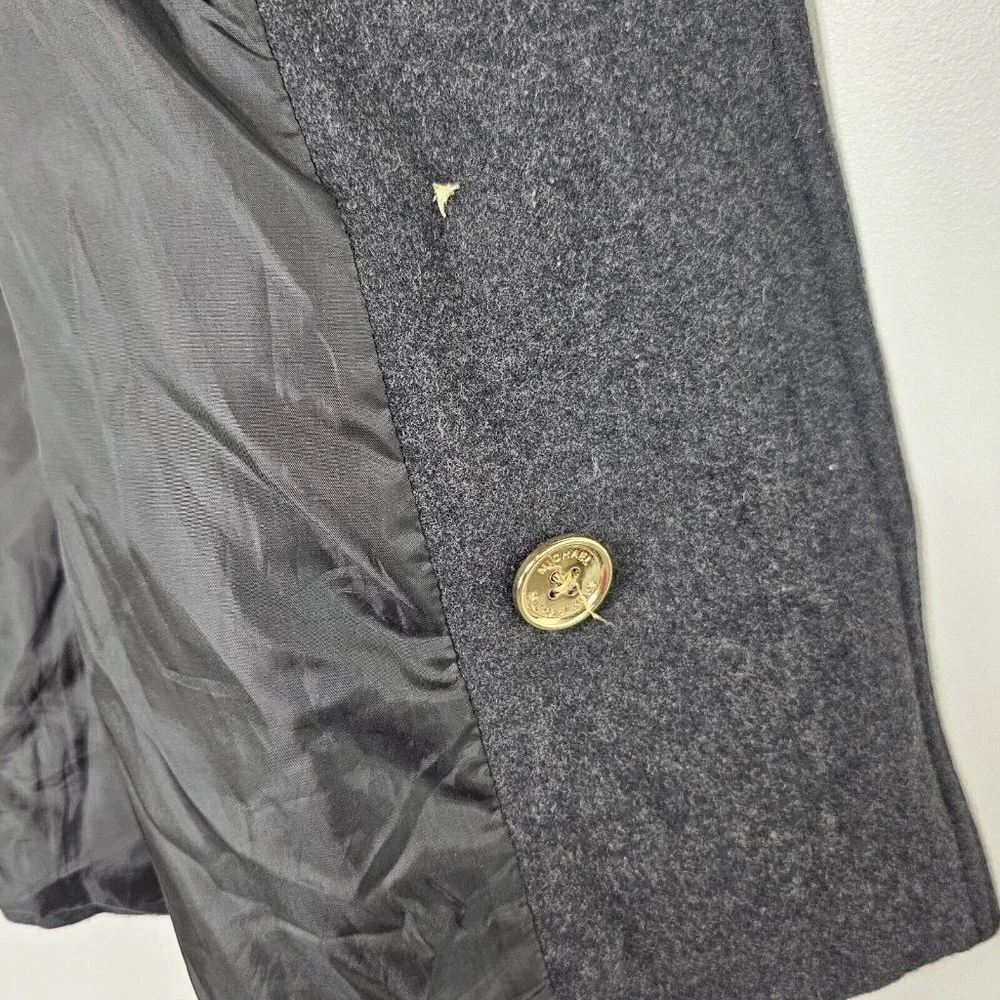 Michael Kors Peacoat M Gray Wool Double Breasted Preppy Quiet Luxury Old Money